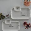 Piatto Vassoio Rettangolare con Doppio Scomparto Con Frasi Bianco In Ceramica AD 2 Misure