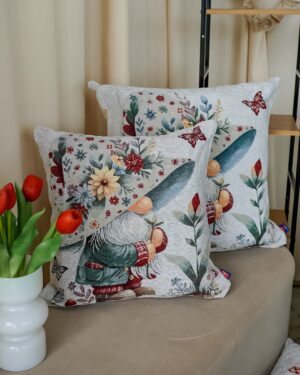 Cuscino Quadrato in Gobelin Pasqua Tessuto Jacquard Cinigliato Con Zip