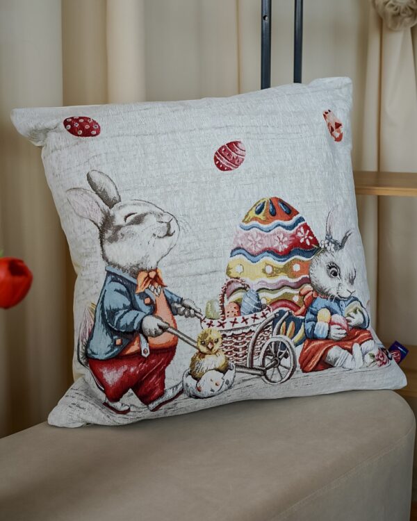 Cuscino Quadrato in Gobelin Pasqua Tessuto Jacquard Cinigliato Con Zip