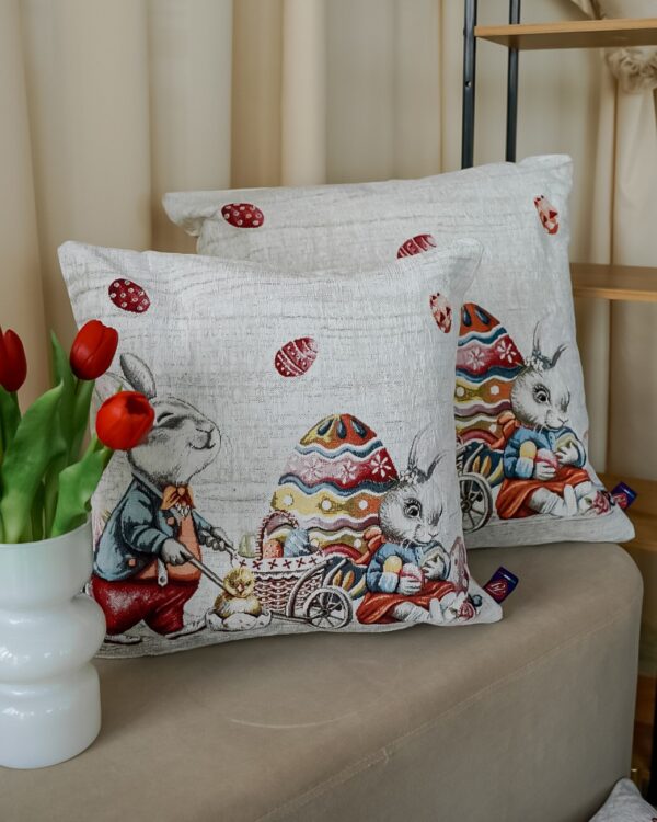 Cuscino Quadrato in Gobelin Pasqua Tessuto Jacquard Cinigliato Con Zip