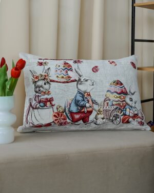 Cuscino Rettangolare in Gobelin Pasqua Tessuto Jacquard con Zip Cinigliato Tg
