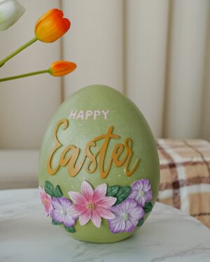 Uovo Decorazione Pasquale In Poliresina Con Scritta "Happy Easter"