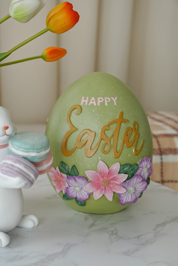 Uovo Decorazione Pasquale In Poliresina Con Scritta "Happy Easter"