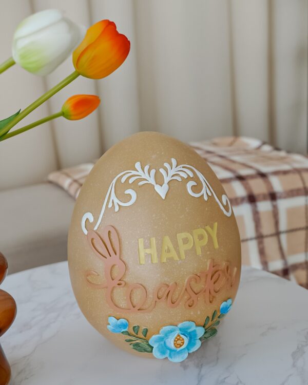 Uovo Decorazione Pasquale In Poliresina Con Scritta "Happy Easter"