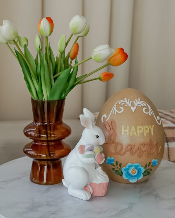 Uovo Decorazione Pasquale In Poliresina Con Scritta "Happy Easter"