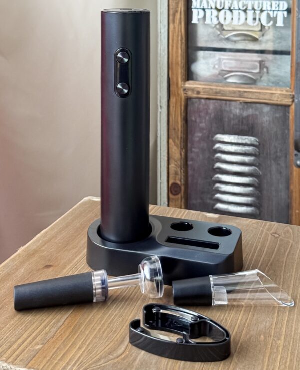 Apribottiglie Elettrico Per Vino Con Kit Accessori in Total Black