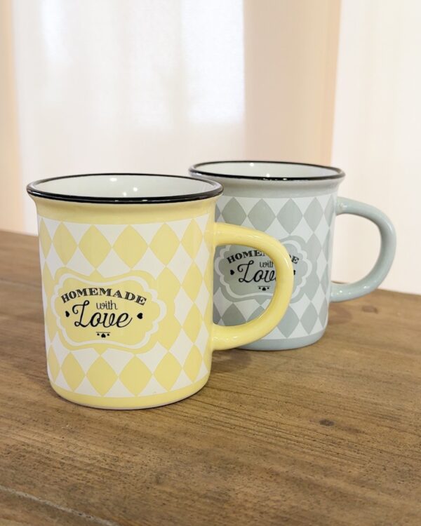 Tazza Mug A Rombi Con Manico Vintage