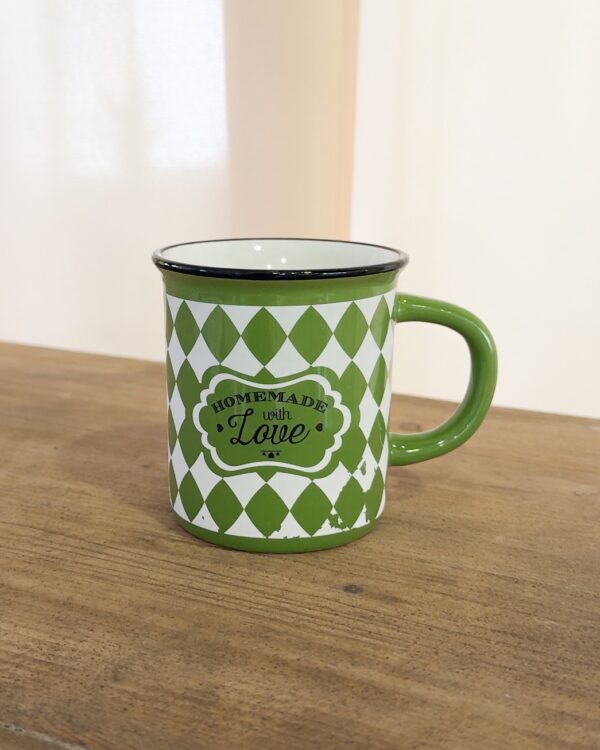 Tazza Mug A Rombi Con Manico Vintage