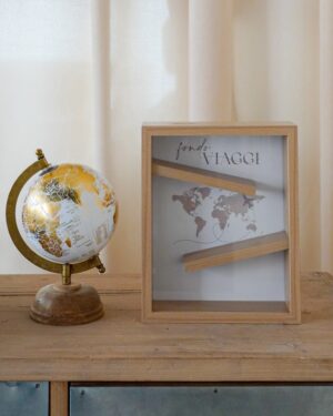 Salvadanaio In Legno Dedicato Ai Viaggi In Legno e Vetro Da Appoggio o da Appendere