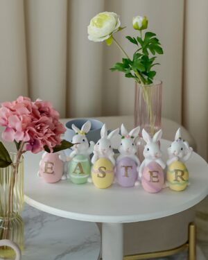 Scritta Decorativa Easter Con Coniglietti Pasqua Colori Pastello
