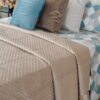 Trapuntino Matrimoniale Velvet Con Rouches E Impuntura a Fiore Vari Colori
