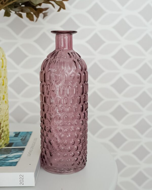 Vaso Bottiglia in Vetro Colorato Con design in Rilievo in 3 Misure