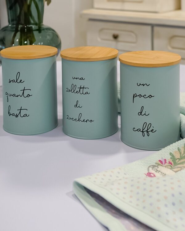 Barattoli Douglas Sale Zucchero e Caffè Colorati e Tappo In Bamboo