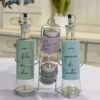 Set Douglas 4 Contenitori Dispencer Condimento Olio Aceto Sale e Pepe Con Supporto