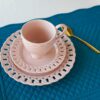 Set Da Te Tazza Con Piattino e Piatto da Dessert Mise En Place Preziosa Luxury Bianco o Rosa