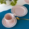 Set Da Te Tazza Con Piattino e Piatto da Dessert Mise En Place Preziosa Luxury Bianco o Rosa