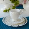 Set Da Te Tazza Con Piattino e Piatto da Dessert Mise En Place Preziosa Luxury Bianco o Rosa