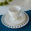 Set Da Te Tazza Con Piattino e Piatto da Dessert Mise En Place Preziosa Luxury Bianco o Rosa