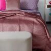 Trapuntino Matrimoniale Velvet Con Rouches E Impuntura a Fiore Vari Colori
