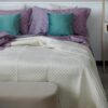 Trapuntino Matrimoniale Velvet Con Rouches E Impuntura a Fiore Vari Colori