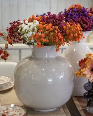 Vaso in Metallo Mercury In Due Dimensioni e 3 Colori Bianco Rosa Beige