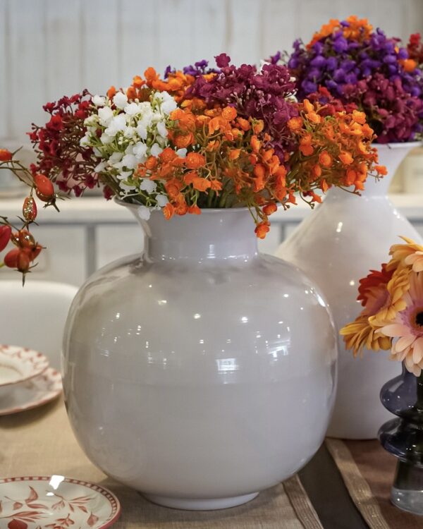 Vaso in Metallo Mercury In Due Dimensioni e 3 Colori Bianco Rosa Beige