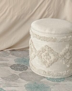 Pouf Contenitore Hippie Tondo In tessuto Grezzo AD
