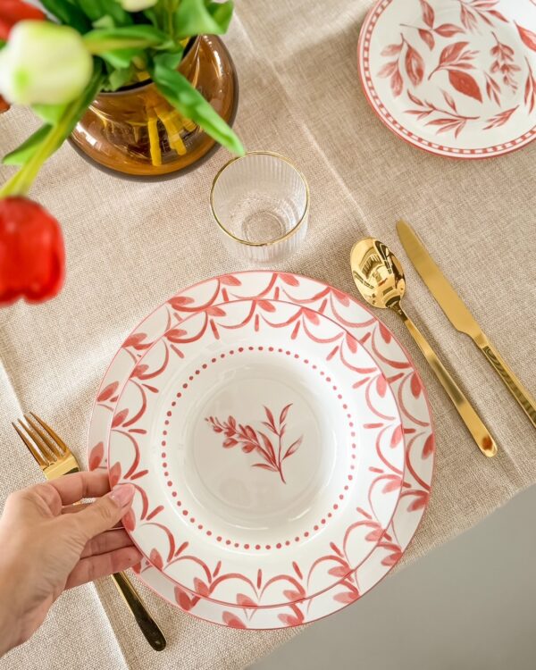 Servizio Piatti Coral Loira 18 Pezzi Coral Loira Tognana Porcellana Rosso e Bianco