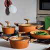 Casseruola 2 Manici 16 Cm 20 Cm 24 Cm Alluminio Arancio Traditional Stone Tognana