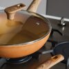 Wok 1 Manico 28 Cm Alluminio Arancio Traditonal Stone Tognana