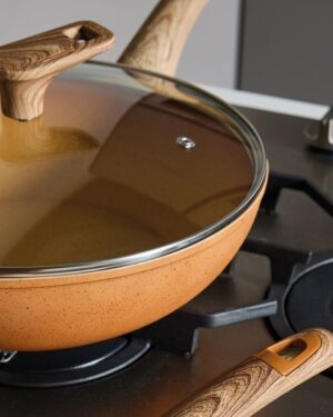 Wok 1 Manico 28 Cm Alluminio Arancio Traditonal Stone Tognana
