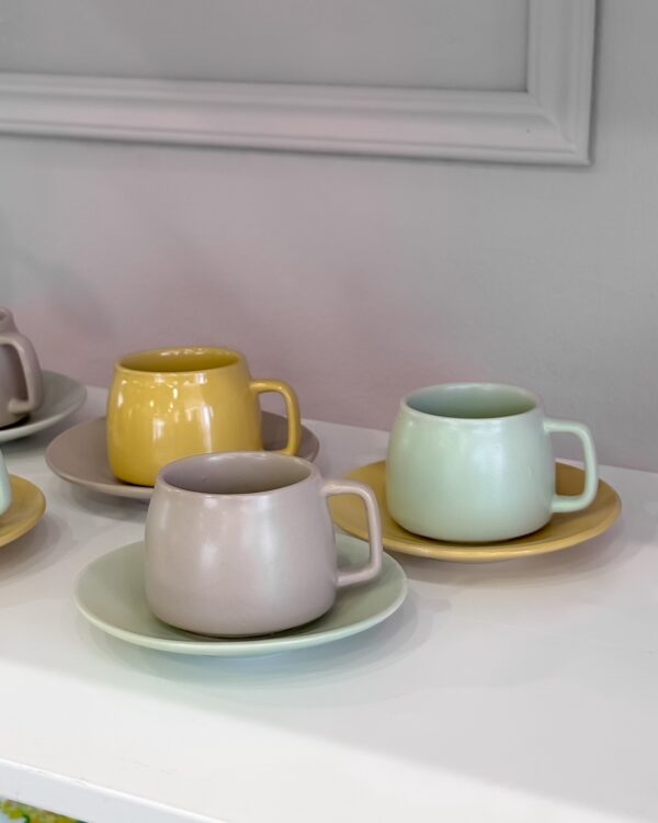 Set 6 Tazzine da Caffè con Piattino Element Multicolor Pastello