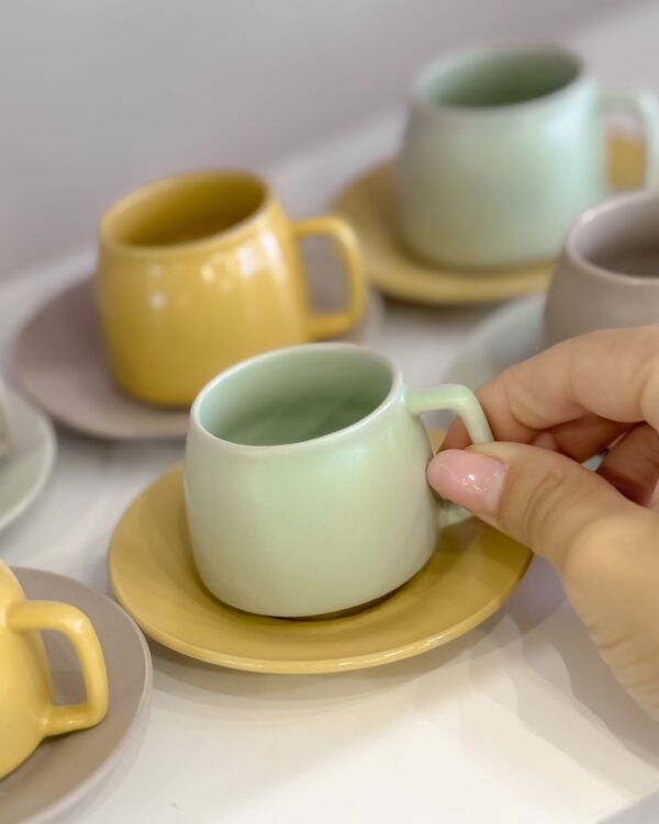 Set 6 Tazzine da Caffè con Piattino Element Multicolor Pastello