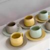 Set 6 Tazzine da Caffè con Piattino Element Multicolor Pastello