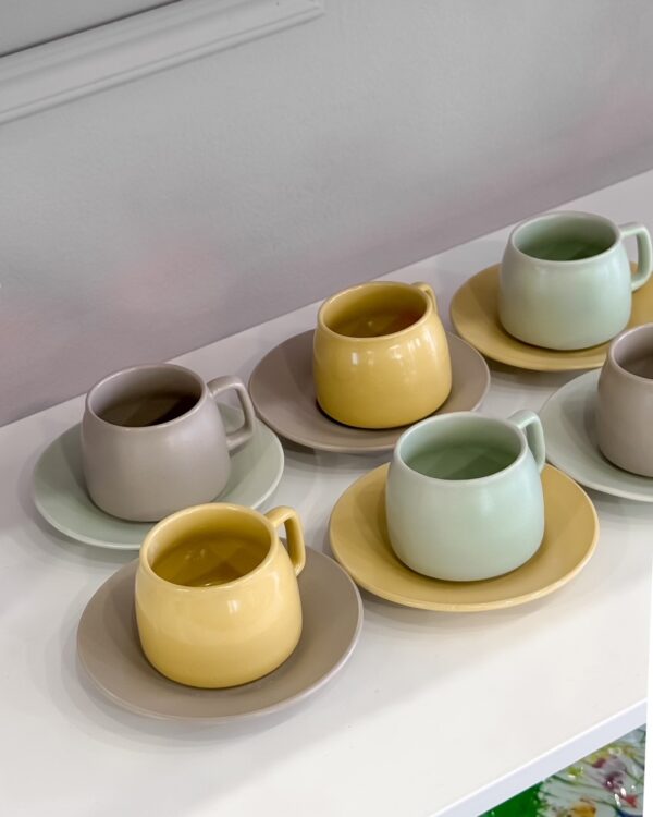 Set 6 Tazzine da Caffè con Piattino Element Multicolor Pastello