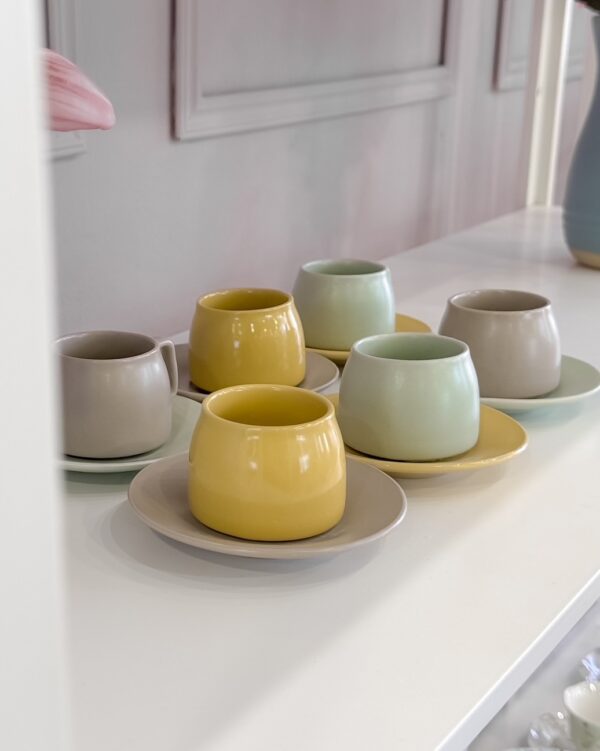 Set 6 Tazzine da Caffè con Piattino Element Multicolor Pastello