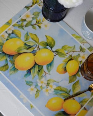 Tovaglietta Colazione Limoni In Vinile Lavabile Con Un Panno