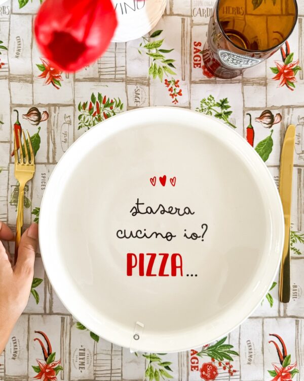 Piatto Pizza Con Frasi Simpatiche in Ceramica 30 Cm