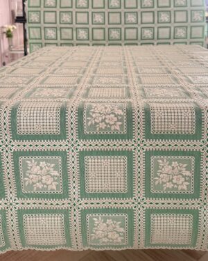 Tokyo Lace Verde Tovagliato A Metraggio Effetto Merletto Larghezza 137 Cm