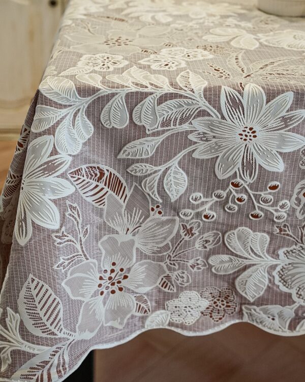 Tokyo Lace Tovagliato a Metraggio Effetto Merletto Doppio Fondo Marrone Larghezza 137 Cm
