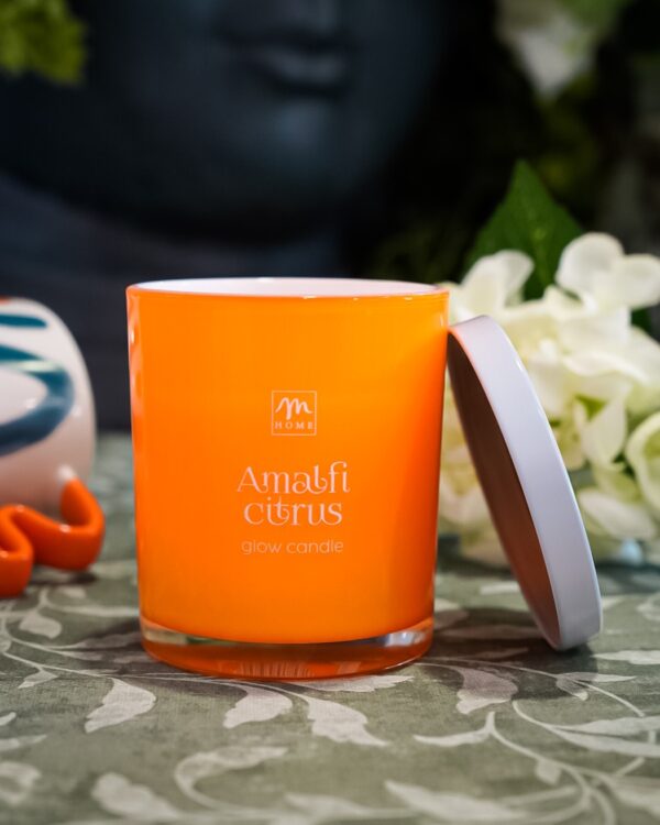Candela Fluo Orange e Poppies e Amalfi Citrus Mercury in Vetro con Coperchio