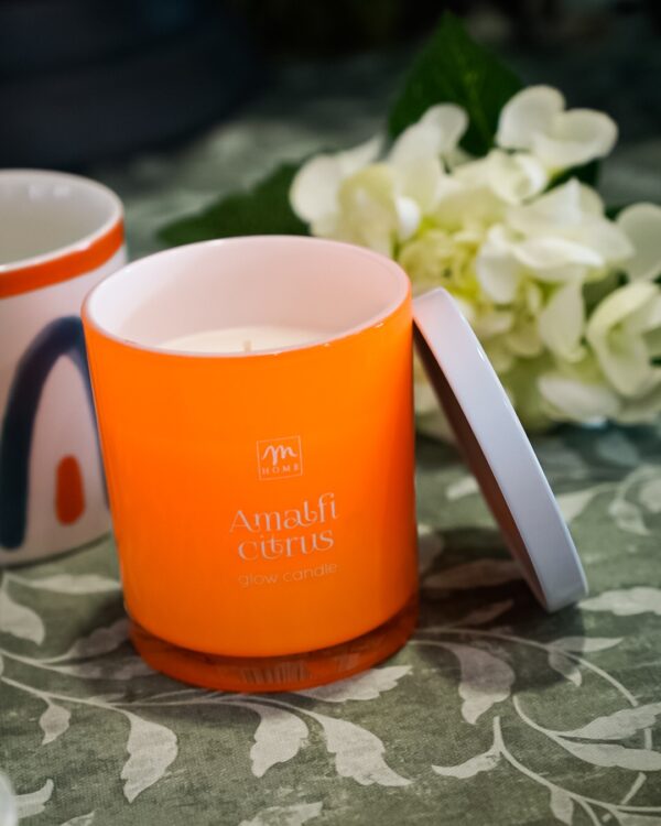 Candela Fluo Orange e Poppies e Amalfi Citrus Mercury in Vetro con Coperchio