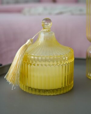 Cofanetto Rigato Con Candela Coperchio e Nappina Silani