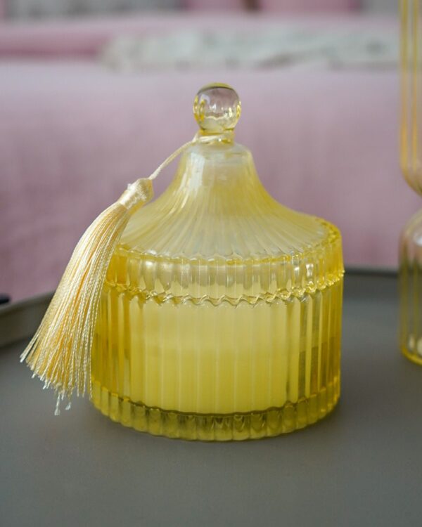 Cofanetto Rigato Con Candela Coperchio e Nappina Silani