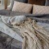 Coperta in Maglia Intrecciata Colore Naturale Preziosa Lucjry