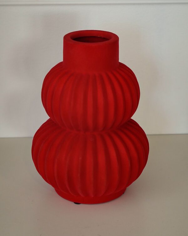 Vaso In Ceramica e Velluto Rosso Tre misure Design moderno