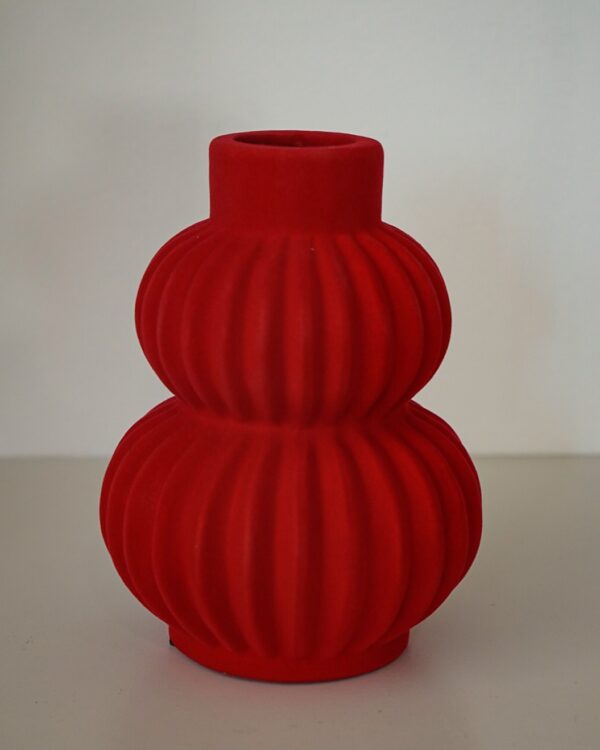 Vaso In Ceramica e Velluto Rosso Tre misure Design moderno