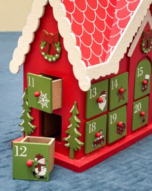 Casetta Calendario Dell’Avvento in Legno Natalizia